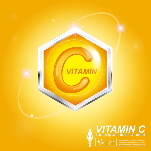 Vitamin c nutrition logo label concept