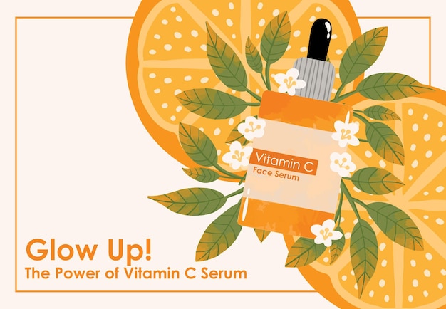 Vitamin c serum skincare banner vector design