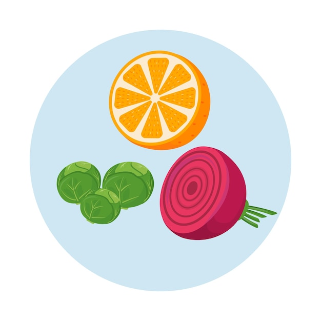 Vitamin C sources semi flat color vector objects icon