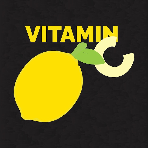 Вектор Шаблон витамина с с символом лимона