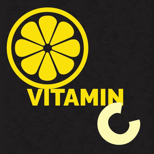 ベクトル ビタミンcのテンプレートとレモンのシンボル