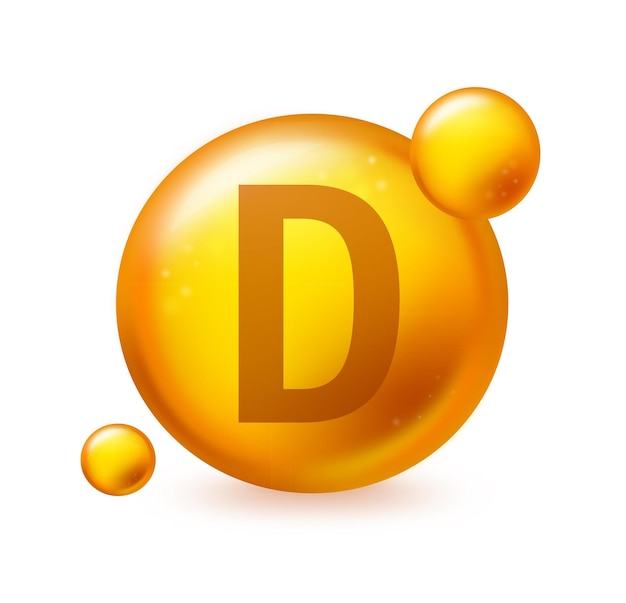 Значок капсулы с золотыми блестящими таблетками витамина D