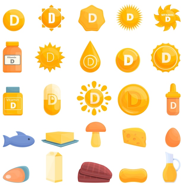Icona di vitamina d. fumetto dell'icona della vitamina d isolata