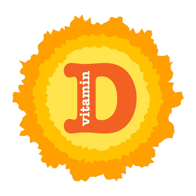 Icona del logo della vitamina d, bolla gialla del sole, disegno di illustrazione vettoriale realistico. vitamina d e calcio