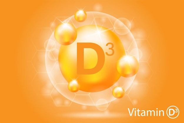 Vitamin D3 icon. Vitamin D3 yellow shiny capsule. Beauty, nutrition, skin care, pharmacy, diet.