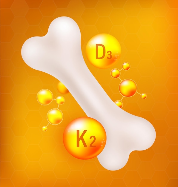 Vector vitamin d3 and k2 for bone health a dynamic vector illustration of vital nutrients