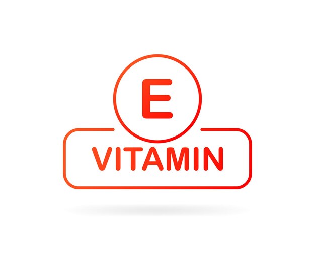 Vitamin e flat red vitamin e plate vitamins for health vector illustration