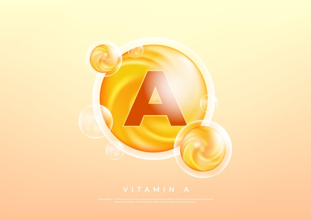 Vector vitamin a golden vector treatment vitamin drop pill capsule shining golden essence droplet beauty treatment nutrition skin care design vector