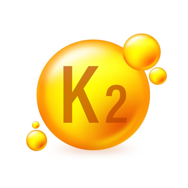 비타민 K2 골드 빛나는 알약 캡슐 아이콘 알약 캡슐 벡터 일러스트