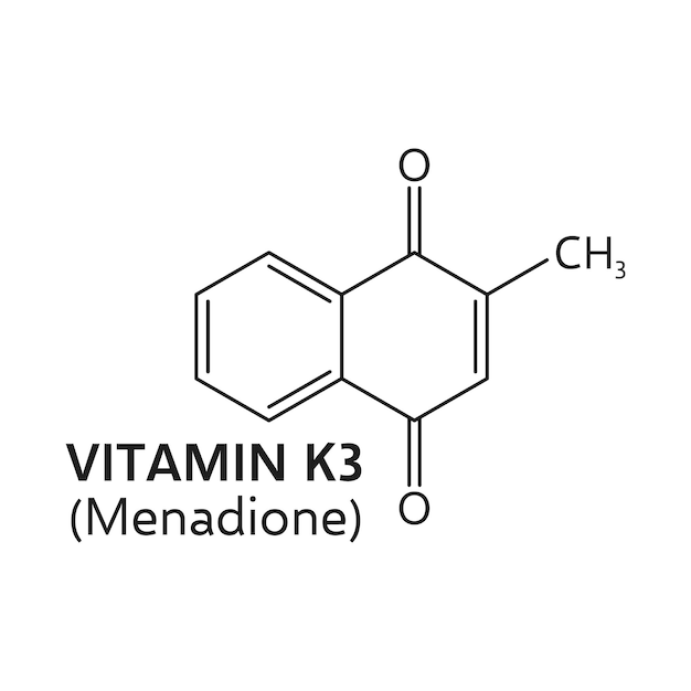 Vitamina k3 o vettore della formula molecolare del menadione