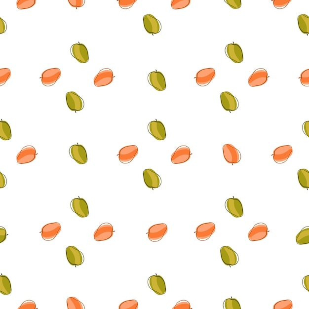 Vitamin seamless pattern with pink and green colored apricot elements