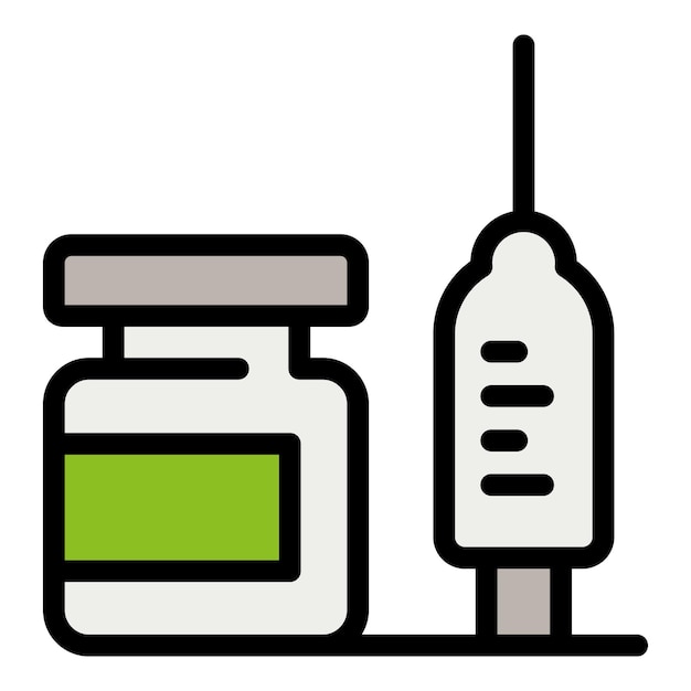 Vitamin syringe icon Outline vitamin syringe vector icon for web design isolated on white background color flat