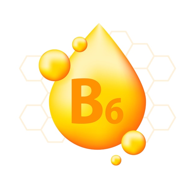 Vitamine B6 met realistische druppeltjes vitamines in het midden