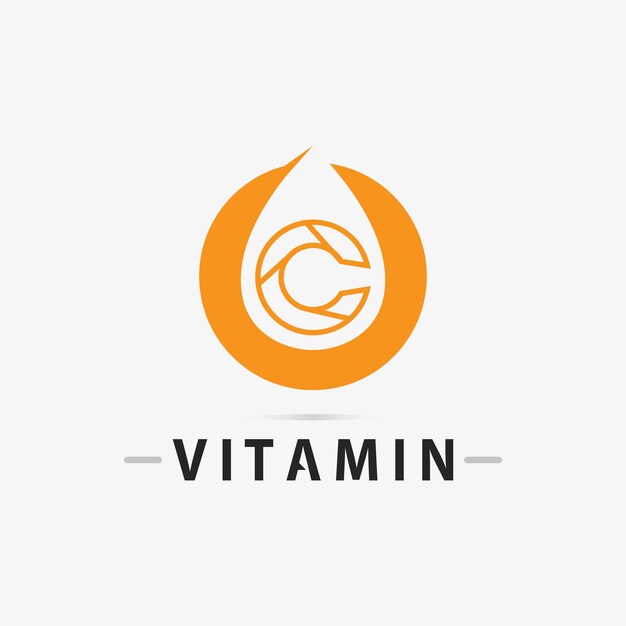 Vector vitamine c logo vector ontwerp vector icoon gezondheid voeding