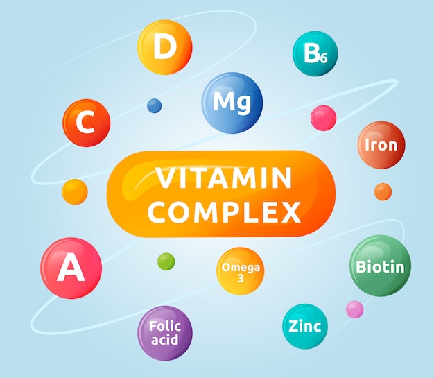 Vitamine complexe cartoon afbeelding