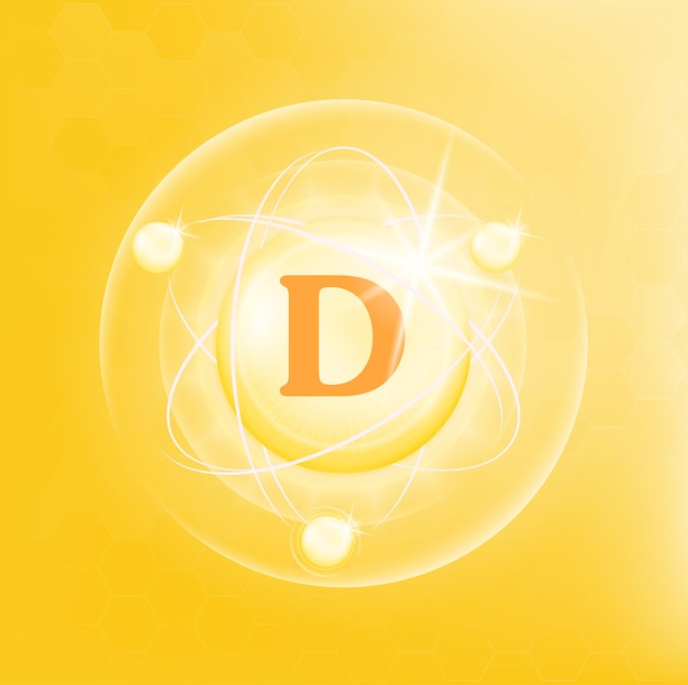 Vitamine D pictogram structuur gele stof Geneeskunde gezondheid symbool van thiamine Drug bedrijfsconcept.