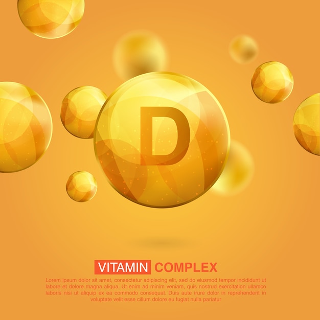 Vector vitamine goud pictogram. retinol vitamine drop pil capsule