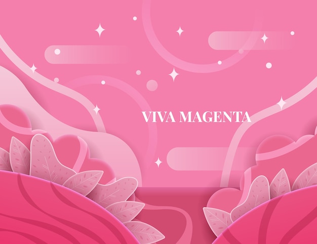 Viva magenta background with papercut style