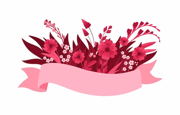 viva magenta floral arrangement with blank ribbon empty template spring pink and red flowers