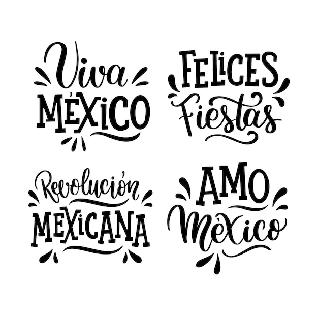 Viva mexico belettering ontwerpset