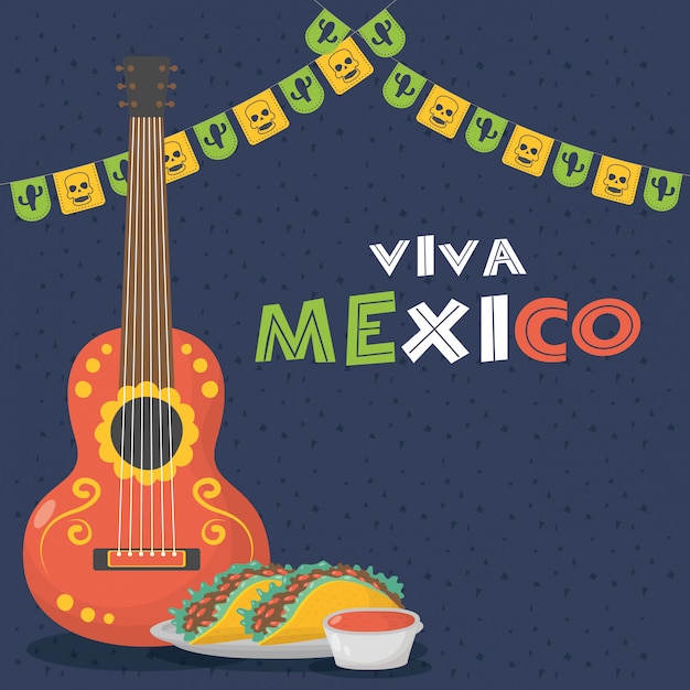 viva mexico-feest met gitaar en taco's