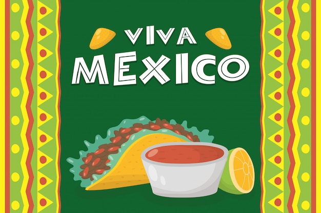 viva mexico-feest met taco en saus