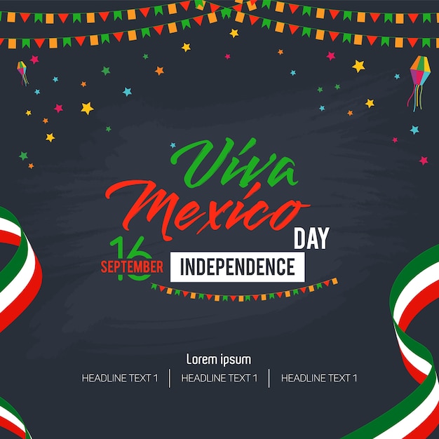 Viva mexico happy independence day vector achtergrond