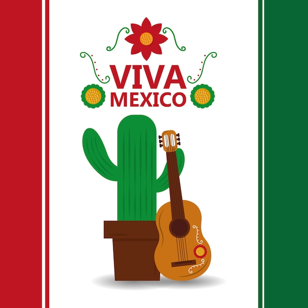 Viva mexico ingemaakte cactus en gitaaraffichepartij