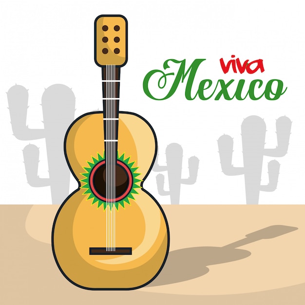 Viva mexico instrument muzikale geïsoleerde poster