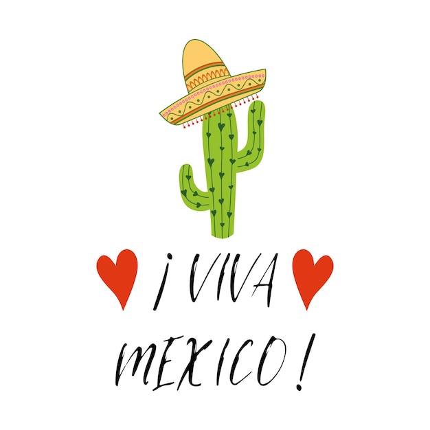 Viva mexico kleurrijke feestelijke banner met cactus sombrero bright vector teken print logo label