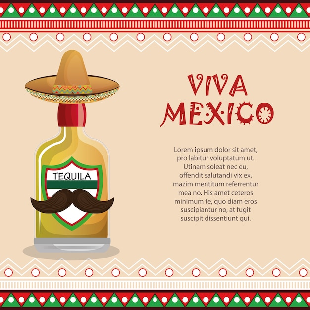 viva mexico плакат празднование дизайн векторной иллюстрации