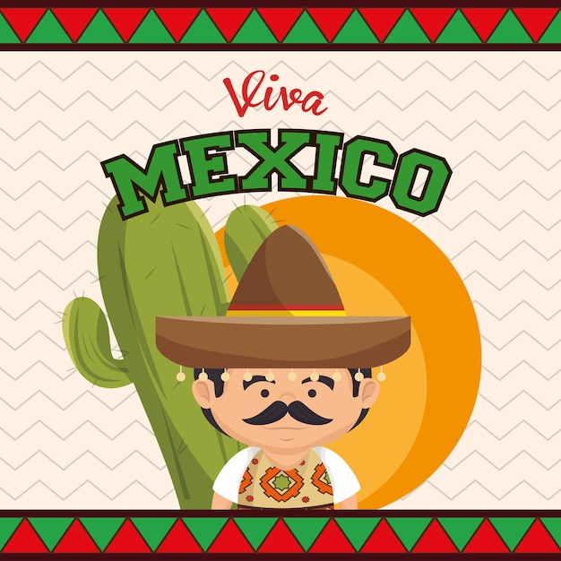 Viva mexico poster celebration vector illustration design