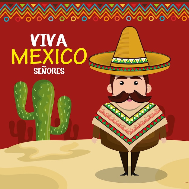 Progettazione dell'illustrazione di vettore dell'icona del manifesto di viva mexico