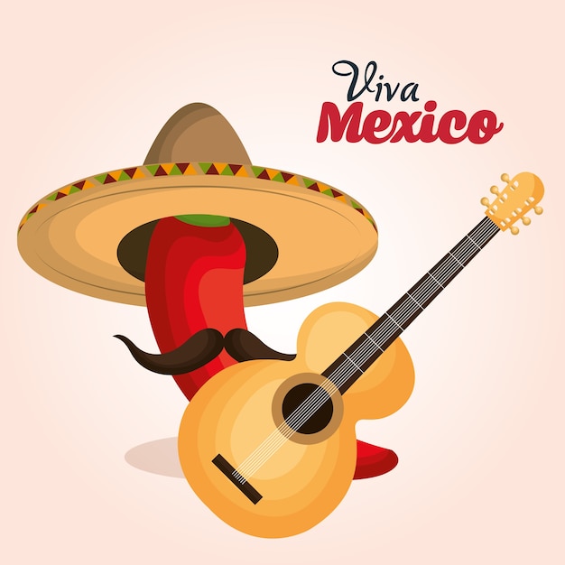 Viva mexico poster viering vector illustratie ontwerp