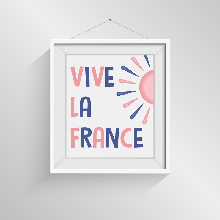 Vector vive la france 빛과 애국적인 색으로 영감을 주는 벽화