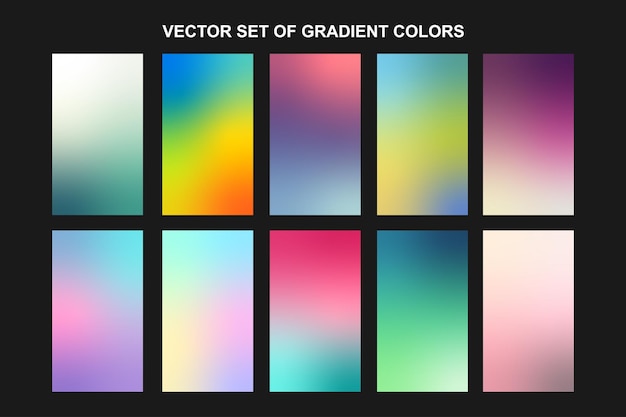 Vector vivid gradient colors collection set abstract background wallpaper