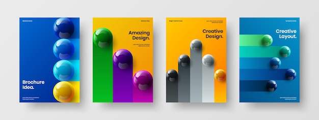 Vivid realistic balls corporate cover illustration set