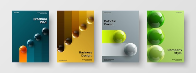 Vivid realistic balls pamphlet concept bundle