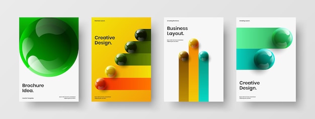 Vector vivid realistic spheres leaflet template set