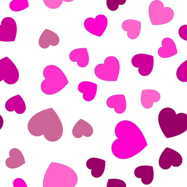 Vivid seamless pattern of pink and purple hearts Suitable for printing on textile fabric wallpapers