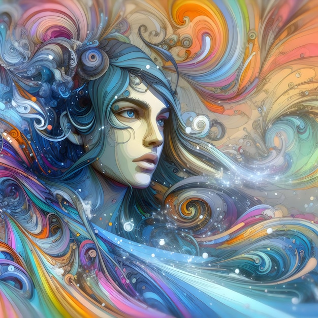 vivid swirling colors marbling psychedelic art illustration wallpaper