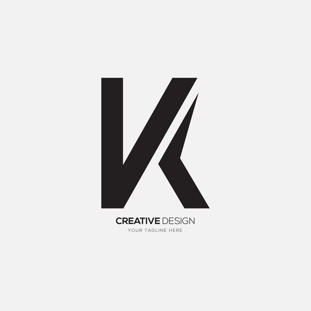 Vk eenvoudige vorm uniek modern creatief monogram logo conceptontwerp