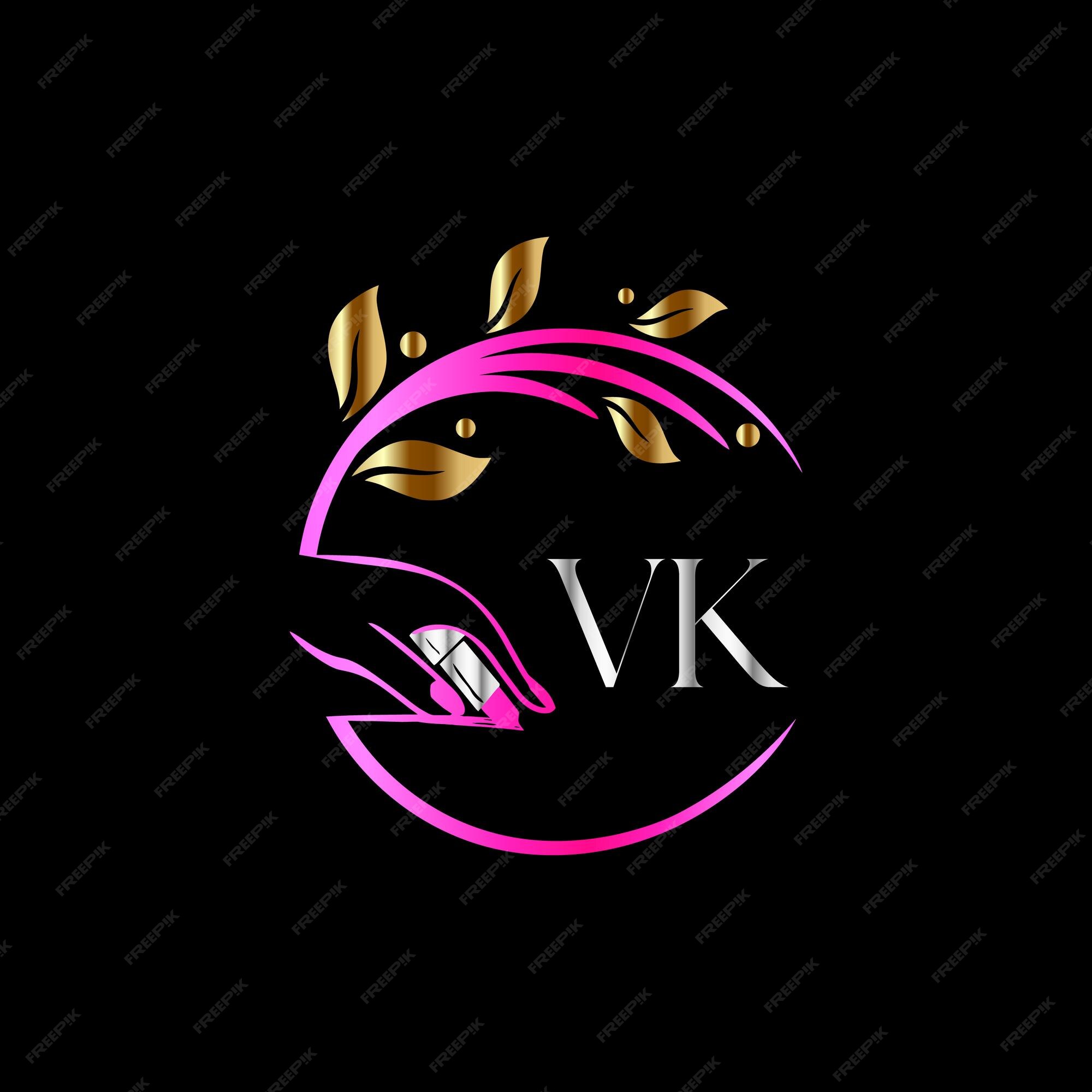 Premium Vector  Vk initial logo, nails, luxury cosmetics spa