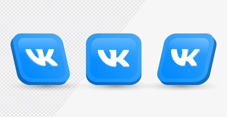 Vector vk logo vkontakte icon in modern 3d rendering square for social media icons or networking logos