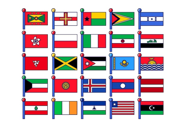 Vlag ander land icoon collectie set vector