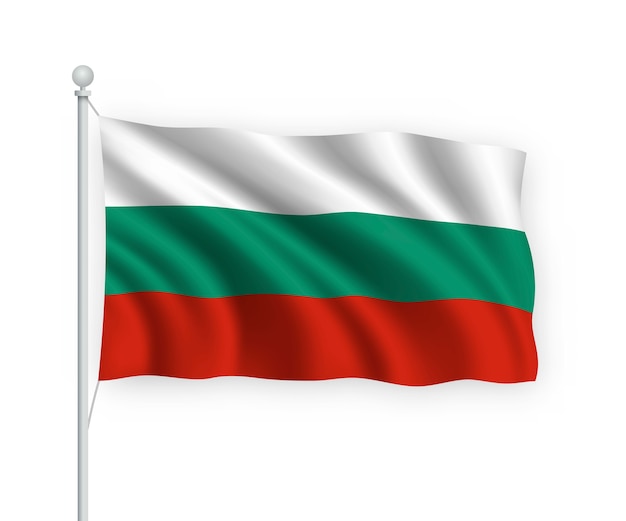 vlag Bulgarije op vlaggenmast geïsoleerd op wit