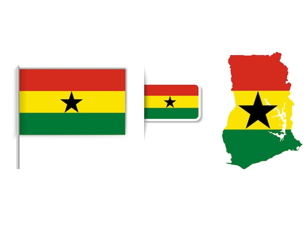 Vlag en kaart van Ghana