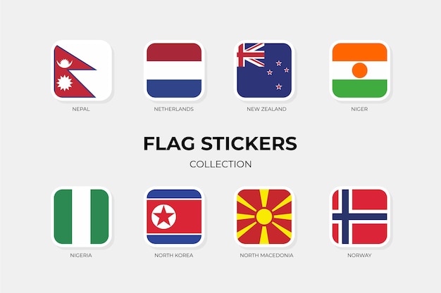 Vlag Stickers van Nepal Nederland Nieuw-Zeeland Niger Nigeria Noord-Korea Noord-Macedonië Noorwegen