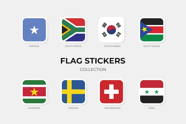 Vlag Stickers van Somalië Zuid-Afrika Zuid-Korea Zuid-Soedan Suriname Zweden Zwitserland Syrië