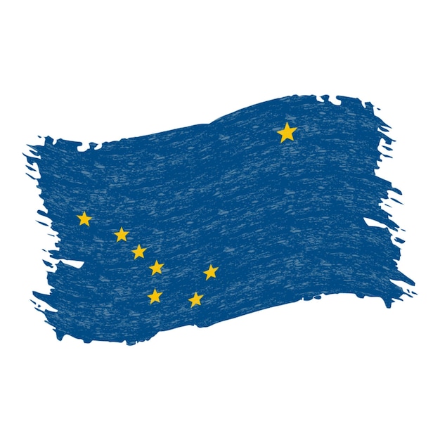 Vlag van Alaska Grunge abstracte penseelstreek geïsoleerd op een witte achtergrond vectorillustratie